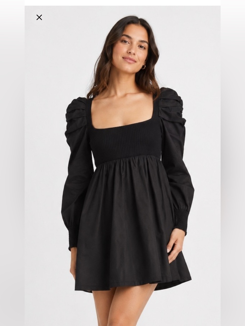 En Saison Combination Ruched Babydoll Dress in size Extra Large Black.